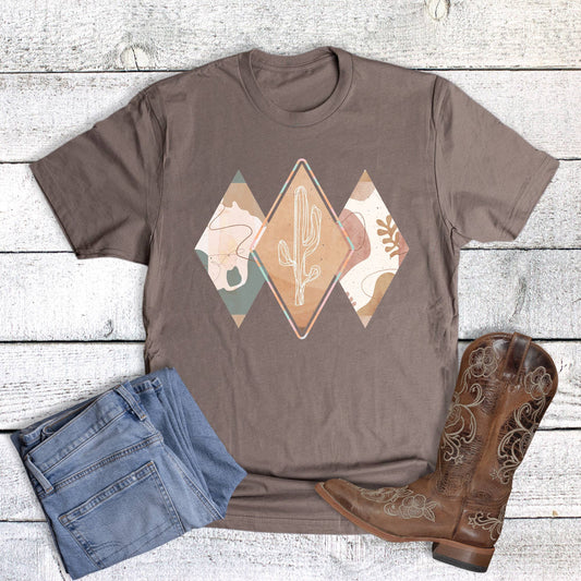 Western Boho Cactus Cowhide Graphic Tee