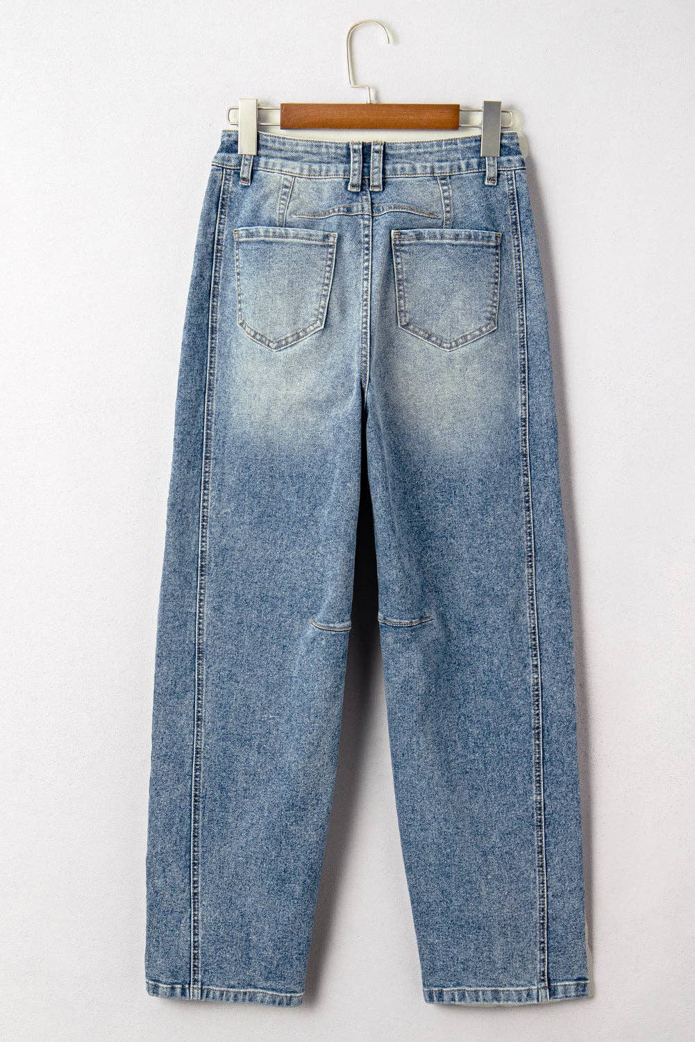 Vintage Washed Seam Detail stretchy barrel Jeans