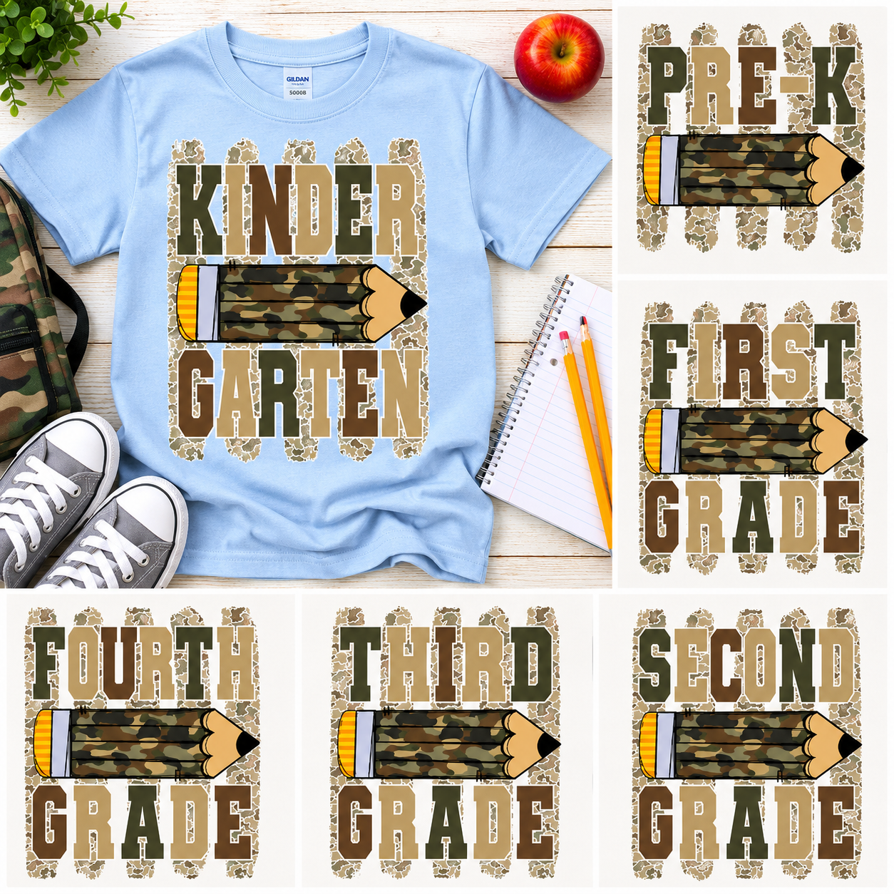 Boys Back to School Camo Tee (Pre-k thru Fourth Grade)
